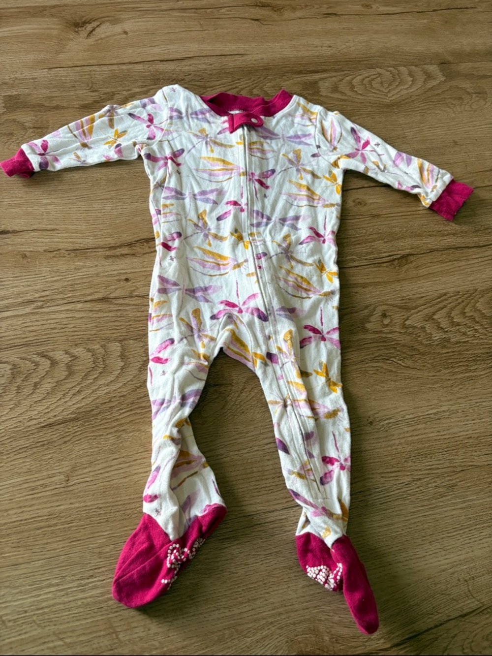 Burt’s Bees Baby Footed One-Piece Pajamas Pink & Yellow Dragonfly Print